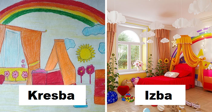 Ako by vyzerali izby podľa detských kresieb v skutočnosti
